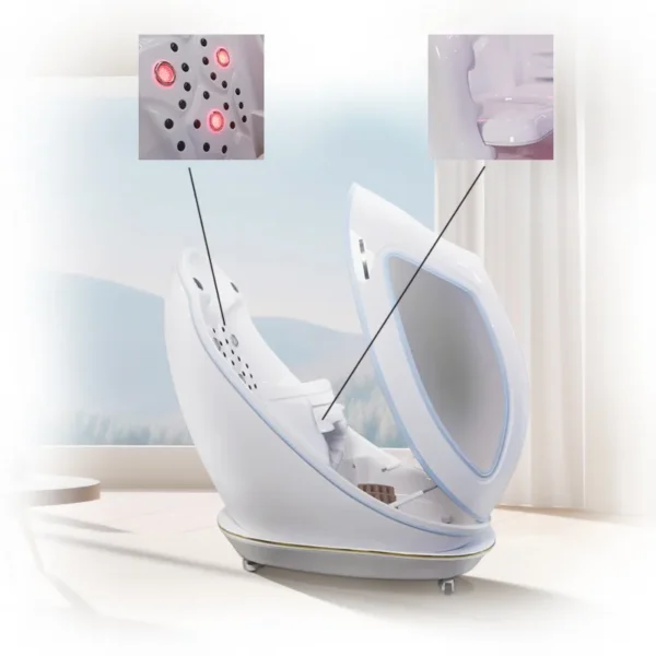 Patented cocoon seat sauna cabin