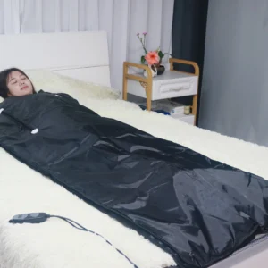 Hands out sauna blanket