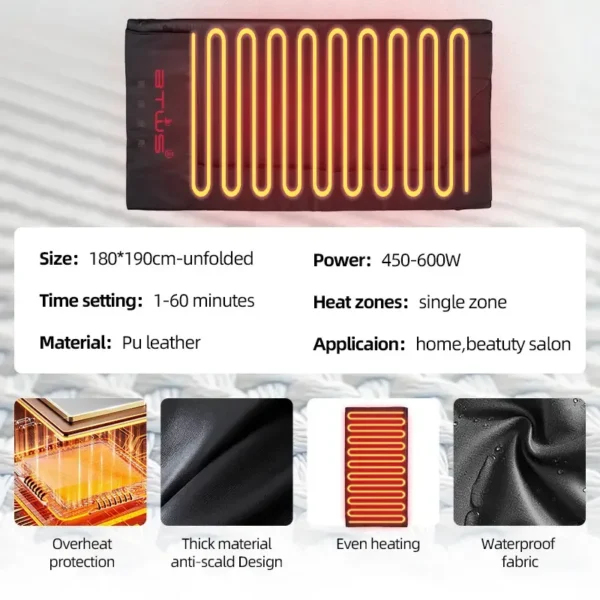 Guangyang Wholesale PU Leather Infrared Sauna Blanket for Detox & Relaxation - Image 4